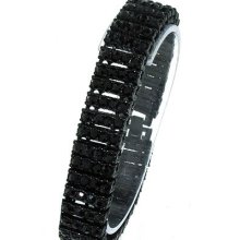 Men's 4 Row Iced Out Black With Black Cz Hip Hop Bling Bracelet