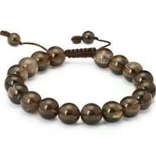 Mens Adjustable Smoky Quartz Mala Buddhist Prayer Bead Bracelet