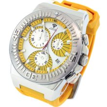 Men's Aqua Master White Yellow Dial Yellow Band Steel Case Chrono Watch W339