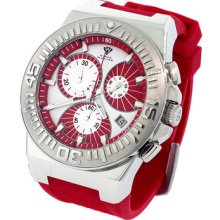 Men's Aqua Master White Red Dial Red Band Steel Case Chrono Watch W339