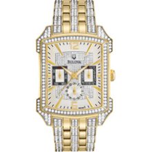 Men's Bulova Crystal Accent Gold-Tone Stainless Steel Watch with a