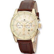 Mens Charles Hubert Gold-plated Leather Band Chrono Watch