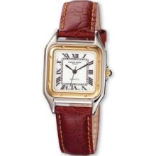 Mens Charles Hubert Leather Band White Dial Retro Watch