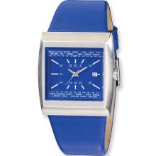 Mens Charles Hubert Stainless Steel Blue Leather Watch