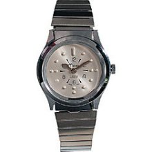 Mens Chrome Manual Braille Watch With Chrome Expansio