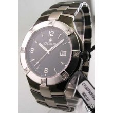 Mens Croton Diamond Steel Ip Date Watch Cr307930ssbk