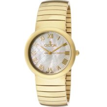 Men's Croton Textured White MOP Dial Gold Tone Ion Plated Stainle ...