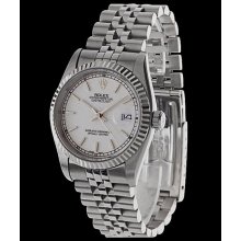 Mens datejust rolex SS white dial stick stainless steel