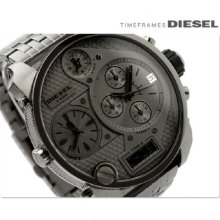 Men's Diesel Oversize 4 Time Gunmetal Stainless Steel Chronograph Watch Dz7247