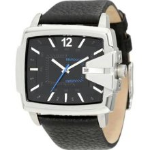 Men's Diesel Stainless Steel Case Leather Strap Black Dial Date Display