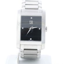 Men's Esq Venture 07301299 Black Rectangular Dial Diamond Stainless Watch