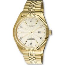 Mens Gold-Tone Stnlss Steel 0.03Ct. Diamond Automatic Watch