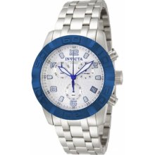 Mens Invicta Pro Diver Elite 11452 Chrono Blue Bezel Silver Dial Watch