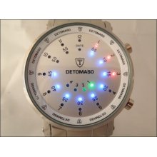 Mens Ladies Silver Futuristic Detomaso Spacy Timeline Led Binary Digital Watch