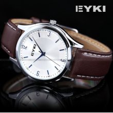 Men's Luxury Stainless Steel Case Arabic Number Leather Wrist Watch Usts