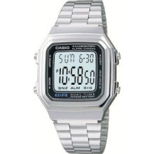 Mens Mns Classic Digial Watch Multi-Alarm w/Snooze Metal Band