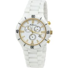 Mens Quartz Chronograph White Ceramic Wrist Watch Mzconaswg