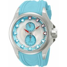 Men's S1 Rally Stainless Steel Case Light-Blue Rubber Bracelet Silver