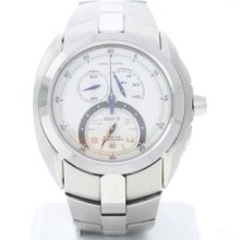 Men's Seiko snl001p Arctura Kinetic Chronograph Watch Stainless W/ Silver Dial