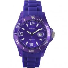 Mens Sekonda Watch Party Time Purple Rubber Date Wrist Watch 3367