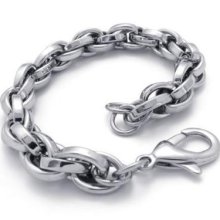 Men's Silver Tone Stainless Steel Bracelet Chain U20078