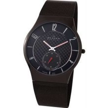 Mens Skagen Slim Carbon Dial Titanium Watch 805xltbb