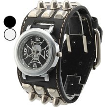 Men's Skull Style PU Analog Quartz Wrist Watch (Assorted Colors)