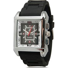 Mens Square Dial Rubber Black Watch