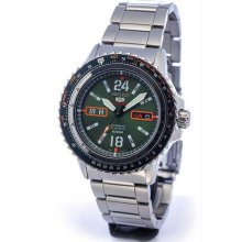 Men's Stainless Steel Case and Bracelet Green Tone Dial Day and Date D