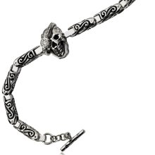 Men's Stainless Steel Skull and Diamond Bracelet