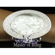 Mens Techno King Pave Watch Fully Iced Lab Diamond White Bezel / Hot Purple Band