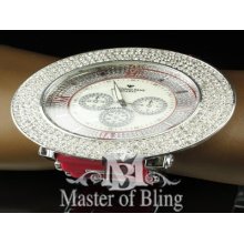 Mens Techno Master Joe Watch Fully Iced Lab Diamond Clear Bezel Red Band