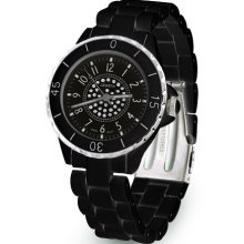 Mens Unisex Modern Black Stainless Steel Fashion Watch