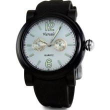 Mens White Dial Black Classic Sporty Quartz Wrist Watch ...