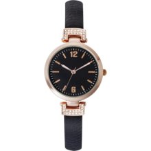 Merona Skinny Strap With Glitz Watch - Black