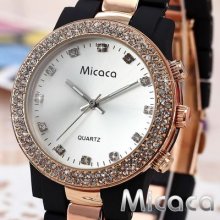 Micaca Crystal Women Soft-touch Plastic Bracelet Quartz Bangle Watch Dailyetrade