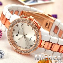 Micaca Gift Crystal Lady Women Stylish Soft-touch Plastic Bracelet Quartz Watch