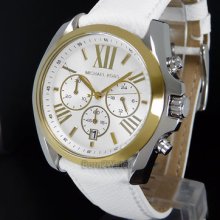 Michael Kors Ladies Watch Chrono 43mm Two-tone Yellow Gold Leather Mk2282