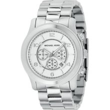 Michael Kors Men Mk8086 Silver Tone Oversized Chrono Dial Watch