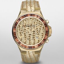 MICHAEL-KORS MICHAEL-KORS Gramercy Gold Tone Python Baguette Glitz Watch