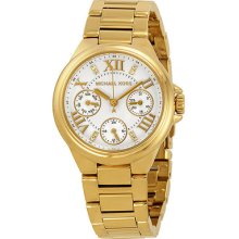 Michael Kors Mini Camille Gmt White Dial Gold-tone Stainless Steel Ladies Watch