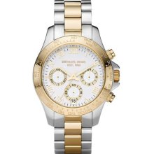 Michael Kors Mk5455 Chronograph Two Tone Stainless Steel Women's Bracelet.