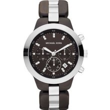 Michael Kors Womens Chronograph Watch Mk5611 Brown Wooden Stainless Steel