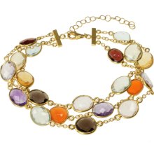 Michael Valitutti Gold over Silver Multi-gemstone 3-strand Bracelet (Multi-gemstone)