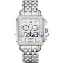 Michele Womens Mww06z000001 Deco Xl Day Diamond, Diamond Dial Swiss Mop 36mm