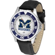 Michigan Wolverines UM Mens Leather Wrist Watch