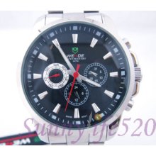 Military Silver Steel Swiss Quartz Movt Men Wrist Watch