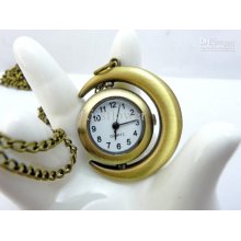 Models. New Cartoon Month Design Pocket Watch Necklace, Quartz Watch