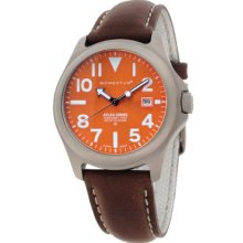 Momentum Atlas Men's Quartz Watch With Orange Dial Analogue Display And Brown Leather Strap 1M-Sp00o2c