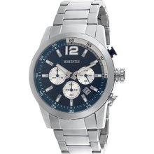 Momentus Silver Tone Stainless Steel Blue Dial Chronograph Men's ...